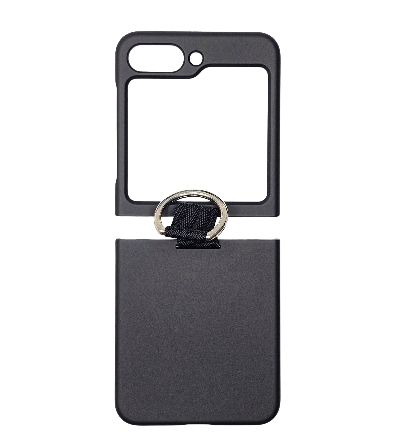 Husa Samsung Z Flip 5  fullcover, silicon, protectie camere, suport inel deget Negru