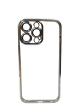 Husa Iphone 14 Pro Max silicon , spate transparent , Protectie Camere Argintiu