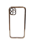 Husa Iphone 11 silicon , spate transparent , Protectie Camere Auriu