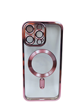 Husa Iphone 14 Pro din silicon moale, MagSafe, Protectie Camere Roz