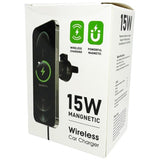 Incarcator Auto Wireless magsafe, 15W, dedicat Iphone 12, 13, 14, 15, fixare pe grila aerisire Negru