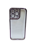 Husa Iphone 12 Pro Max din silicon , transparent cu strasuri pe margine si rama camera Mov