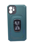 Husa Iphone 11 silicon si plastic , suport inel rotativ , protectie camera Verde