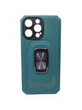 Husa Iphone 14 Pro silicon si plastic , suport inel rotativ , protectie camera Turcoaz