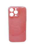 Husa Iphone 14 Pro Max din silicon moale model cu sclipici , protectie butoane Roz Peach