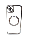 Husa Iphone 14 Plus din silicon moale, MagSafe, Protectie Camere Argintiu