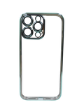 Husa Iphone 13 Pro silicon , spate transparent , Protectie Camere Turcoaz