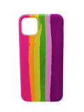 Husa Iphone 11 Pro Max silicon moale, protectie butoane,interior material textil Curcubeu