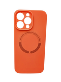 Husa Iphone 14 Pro Max silicon moale , MagSafe, interior material catifelat Roz Peach