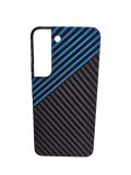 Husa Samsung S22 tip kevlar, slim case, protectie butoane, textura carbon Albastru
