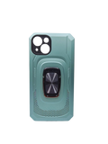 Husa Iphone 14  silicon si plastic , suport inel rotativ , protectie camera Verde