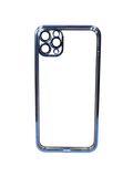 Husa Iphone 11 Pro Max silicon , spate transparent , Protectie Camere Albastru