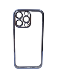 Husa Iphone 12 Pro silicon , spate transparent , Protectie Camere Albastru