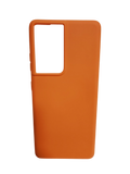 Husa Samsung S21 Ultra silicon, protectie camere si butoane interior material textil Portocaliu