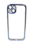 Husa Iphone 14 Plus silicon , spate transparent , Protectie Camere Albastru