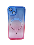 Husa Iphone 14 silicon ,MagSage, Protectie Camere Albastru-Roz