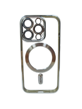 Husa Iphone 15 Pro din silicon moale, MagSafe, Protectie Camere Argintiu
