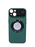 Husa Iphone 14 silicon , MagSafe, decupaj logo , protectie camere Verde