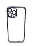Husa Iphone 13 Pro Max silicon , spate transparent , Protectie Camere Albastru Inchis