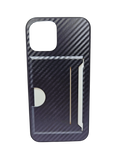 Husa Iphone 12 silicon , Card Holding, protectie  butoane , textura carbon Negru