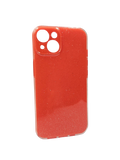 Husa Iphone 14 din silicon moale model cu sclipici , protectie camere Portocaliu