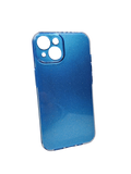 Husa Iphone 14 din silicon moale model cu sclipici , protectie camere Albastru