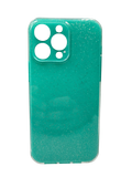 Husa Iphone 14 Pro din silicon moale model cu sclipici , protectie butoane Turcoaz