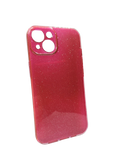 Husa Iphone 14 din silicon moale model cu sclipici , protectie camere Mov