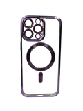 Husa Iphone 15 Pro Max din silicon moale, MagSafe, Protectie Camere Mov