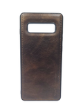 Husa Samsung S10 Plus din piele ecologica si margini silicon, protectie camere Maro