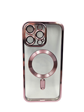 Husa Iphone 15 Pro Max din silicon moale, MagSafe, Protectie Camere Roz