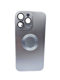 Husa Iphone 14 Pro Max silicon , aspect sidefat , decupaj logo Albastru
