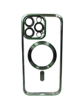 Husa Iphone 15 Pro din silicon moale, MagSafe, Protectie Camere Verde