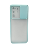 Husa Samsung S20 Ultra  silicon, protectie camera glisabila, spate matuit anti zgarieturi Turcoaz