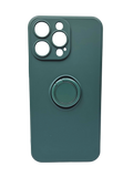 Husa Iphone 14 Pro Max silicon , suport inel rotativ , interior material catifelat Verde