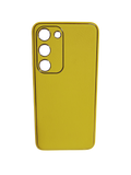 Husa Samsung S23 piele ecologica, protectie camere, margini anti alunecare Galben