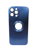 Husa Iphone 13 Pro Max silicon , aspect sidefat , decupaj logo Albastru