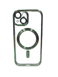 Husa Iphone 15 din silicon moale, MagSafe, Protectie Camere Verde