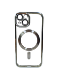 Husa Iphone 15 din silicon moale, MagSafe, Protectie Camere Argintiu