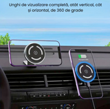 Incarcator Auto Wireless , fixare in grila de ventilatie sau pe bord, incarcare Fast Charge si Compatibilitate Universala Android si IOS