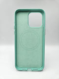 Husa Iphone 15 Pro Max piele ecologica, MagSafe, Interior  catifelat Turcoaz