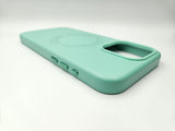 Husa Iphone 15 Pro Max piele ecologica, MagSafe, Interior  catifelat Turcoaz