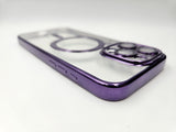 Husa Iphone 15 Pro din silicon moale, MagSafe, Protectie Camere Mov
