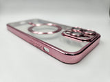 Husa Iphone 15 Pro Max din silicon moale, MagSafe, Protectie Camere Roz