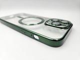 Husa Iphone 15 Pro Max din silicon moale, MagSafe, Protectie Camere Verde