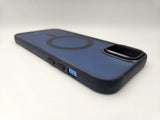 Husa iPhone 15  din silicon MagSafe, Matte Transparent Albastru