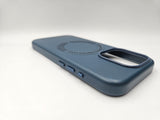 Husa Iphone 15 Pro piele ecologica, MagSafe, Interior catifelat Albastru inchis
