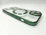 Husa Iphone 14 din silicon moale, MagSafe, Protectie Camere Verde