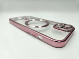 Husa Iphone 14 din silicon moale, MagSafe, Protectie Camere Roz