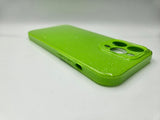 Husa Iphone 14 Pro Max din silicon moale model cu sclipici , protectie butoane Verde